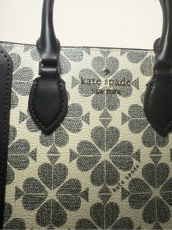 Kate Spade Mini Tote Bag Black & White Floral Canvas Crossbody - Picture 5 of 6